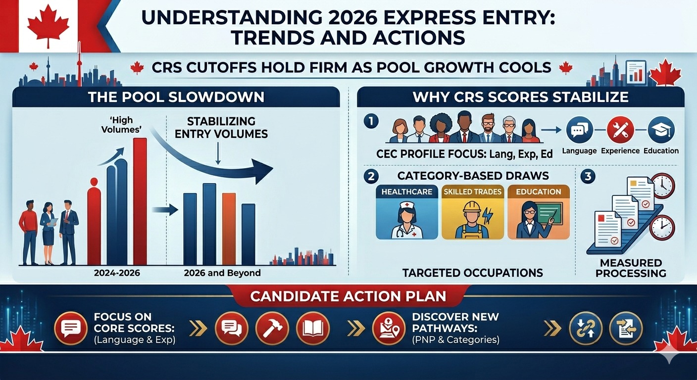 CRS Cutoffs Hold Firm as Express Entry Pool Growth Cools — What It Means for Your PR